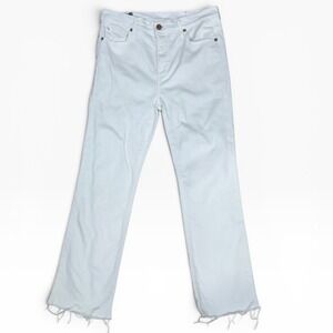 Marine Layer Crop Flare Jeans Womens 27 White High Rise Raw Hem Denim Cotton